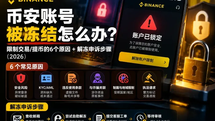 币安账号被冻结怎么办？限制交易/提币的6个原因+解冻申诉步骤（2026）