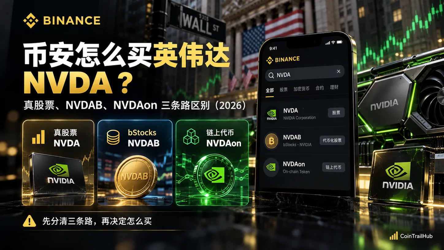 币安怎么买英伟达 NVDA？真股票、NVDAB、NVDAon 三条路区别（2026）