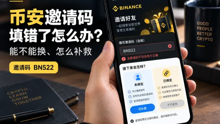 币安邀请码填错了能改吗？能不能改+补救流程，邀请码BN522