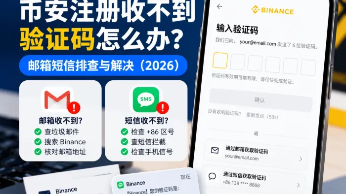 币安注册收不到验证码怎么办？邮箱短信排查与解决（2026）