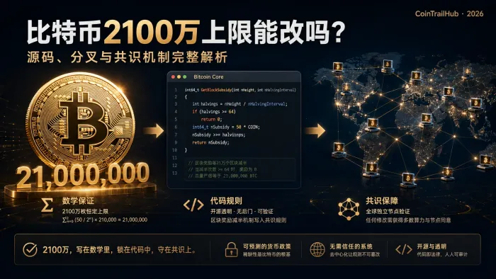 比特币2100万上限能改吗？源码与分叉解析