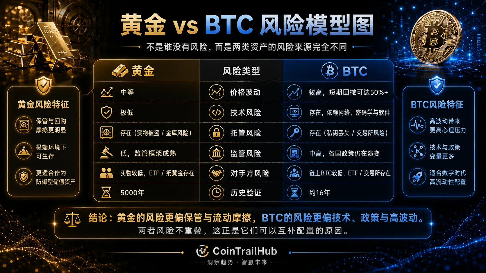 黄金vs比特币风险来源对比