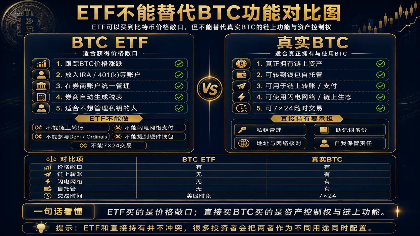 比特币ETF的局限性 - 哪些场景不能替代真实BTC