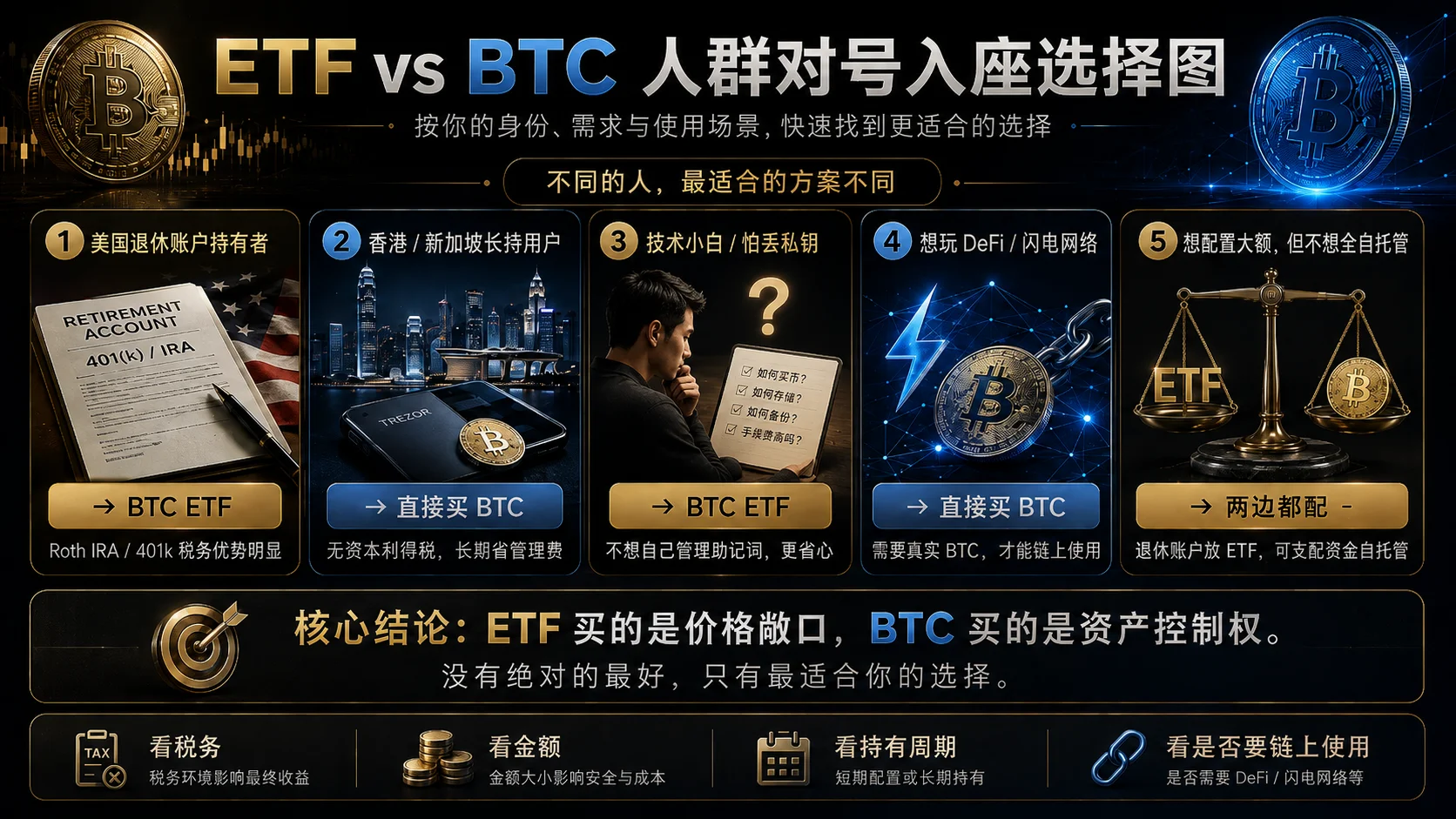 买ETF还是BTC一分钟决策流程图