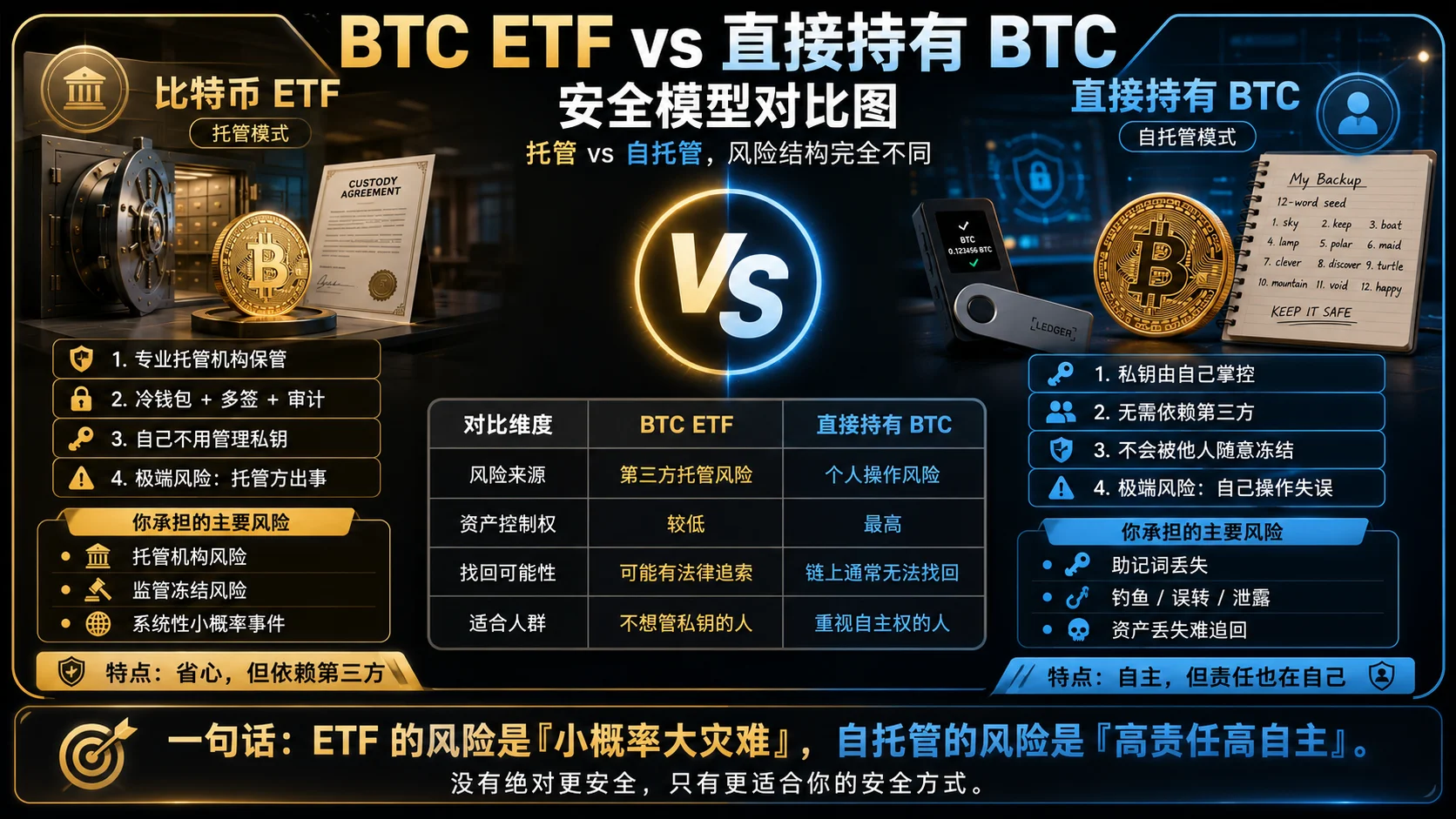 ETF托管 vs BTC自托管风险模型