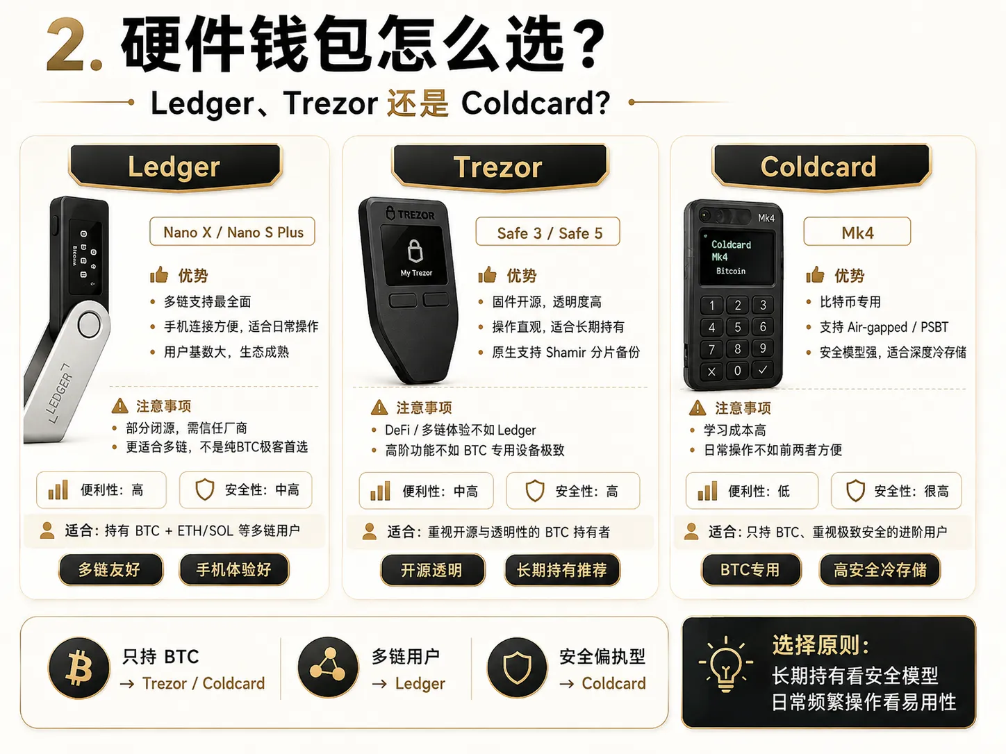 2026最佳硬件钱包对比:Ledger vs Trezor vs Coldcard