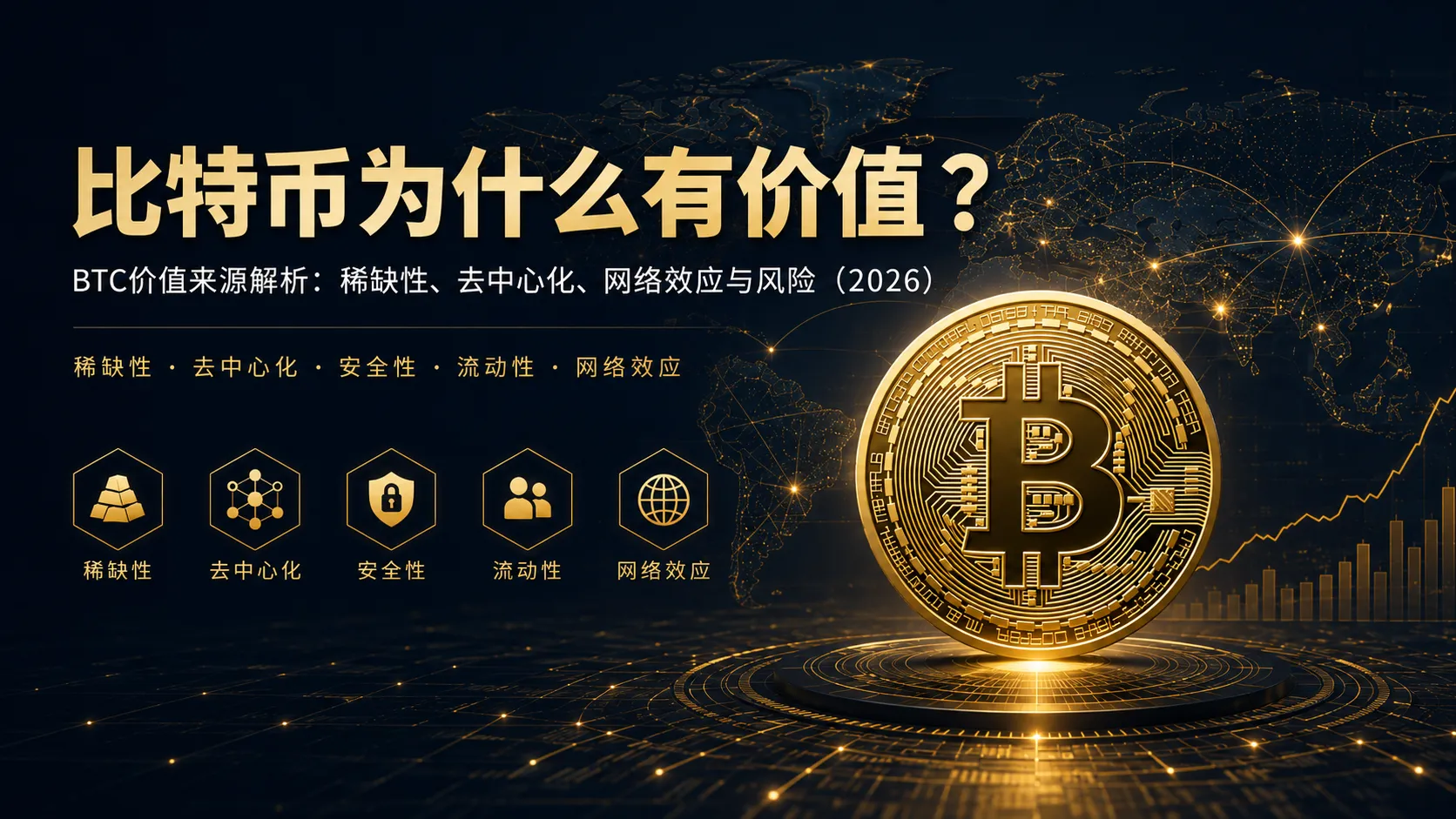 比特币为什么有价值？BTC价值来源解析：稀缺性、去中心化、网络效应与风险（2026）