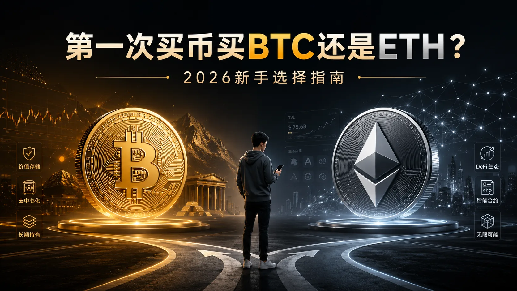 第一次买币买BTC还是ETH？2026新手选择指南