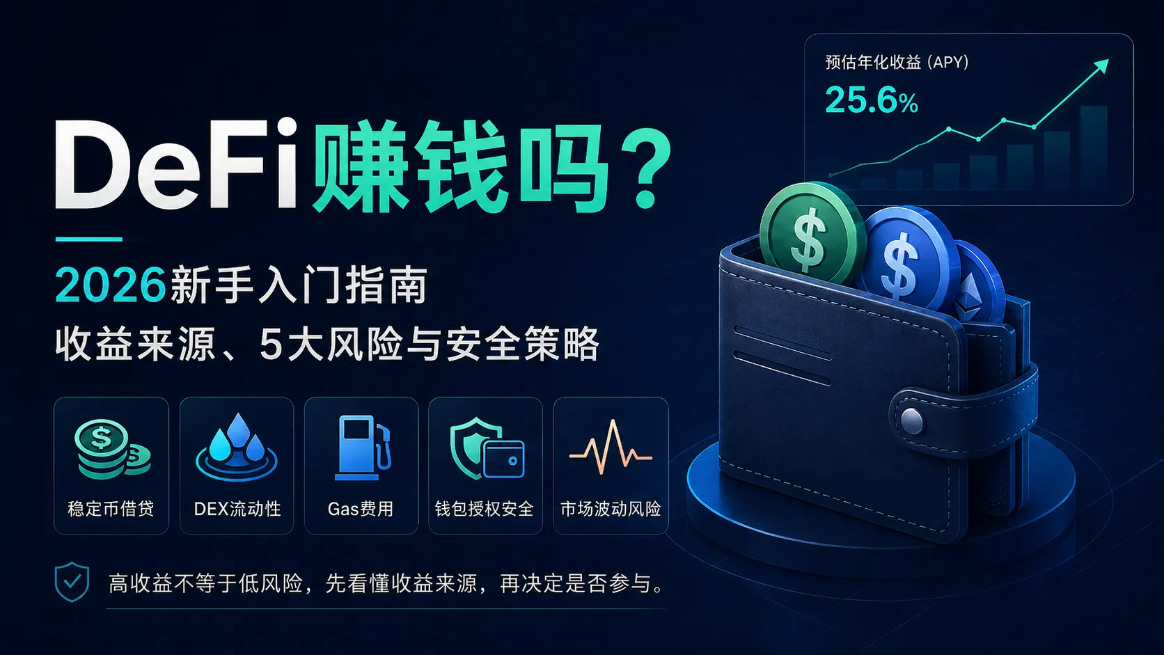 DeFi赚钱吗？2026新手入门指南：收益来源、5大风险与安全策略