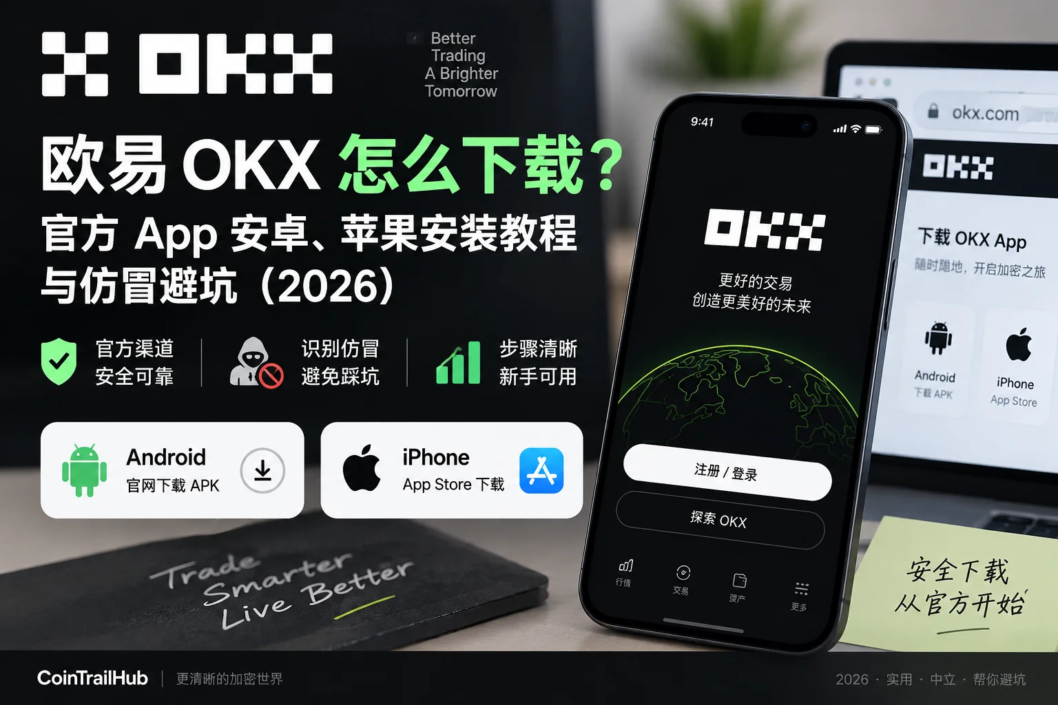 欧易 OKX 怎么下载？官方 App 安卓、苹果安装教程与仿冒避坑（2026）