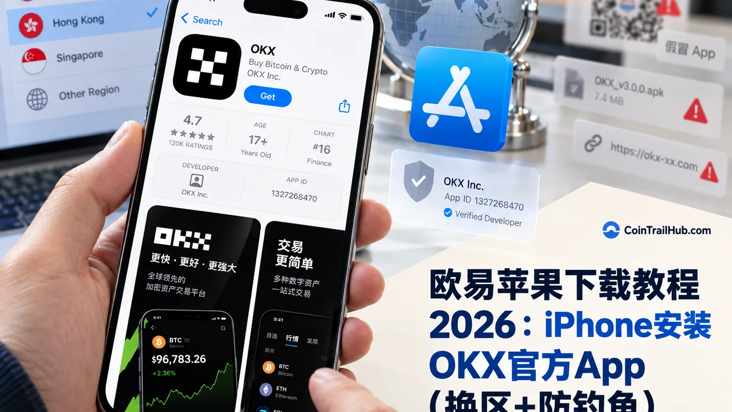 欧易苹果下载教程2026：iPhone安装OKX官方App（换区+防钓鱼）