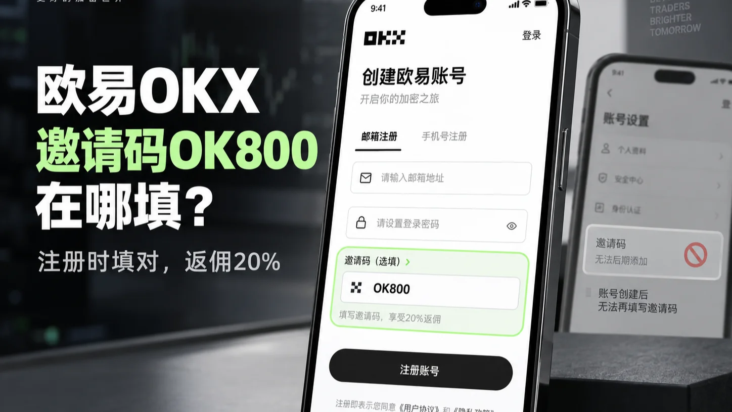 欧易OKX邀请码OK800在哪填？注册时填对，返佣20%