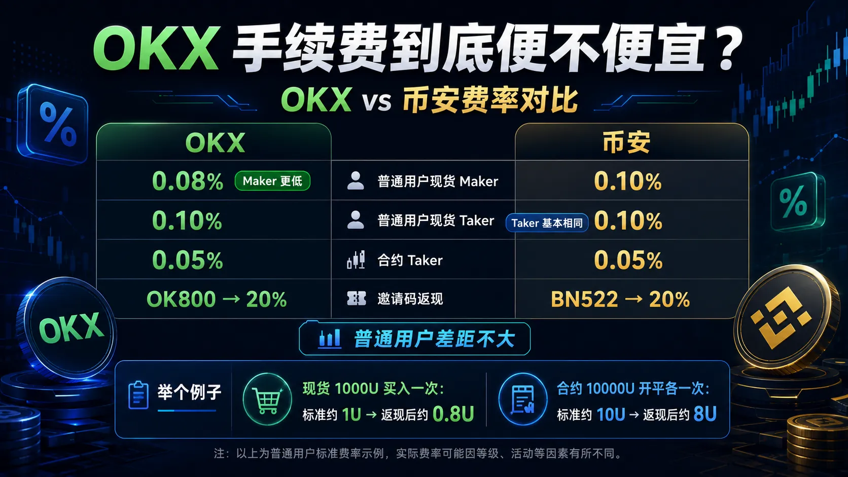 OKX手续费对比:现货与合约费率一览,附OK800邀请码返现省钱技巧