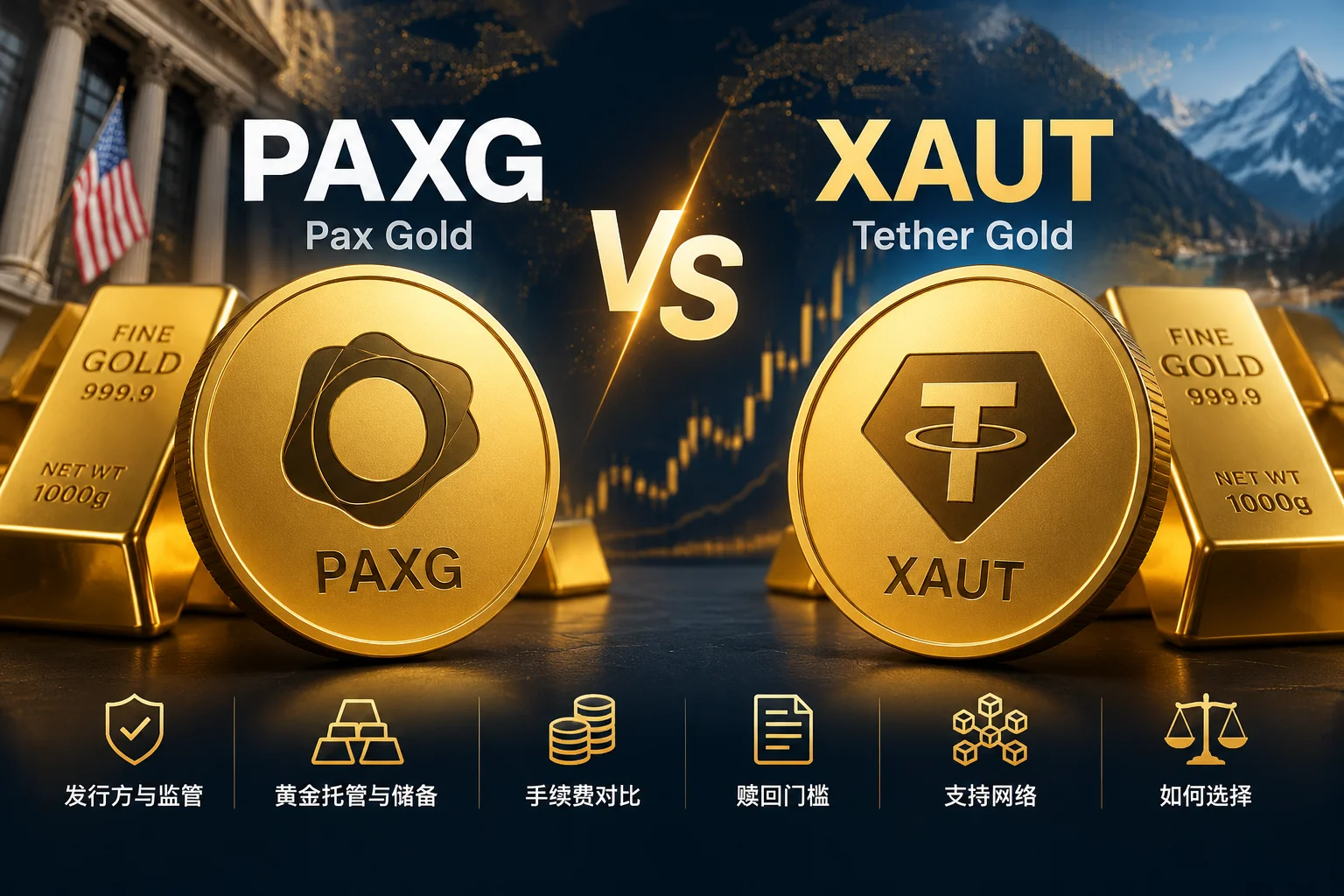 PAXG 和 XAUT 黄金代币与稳定币区别对比