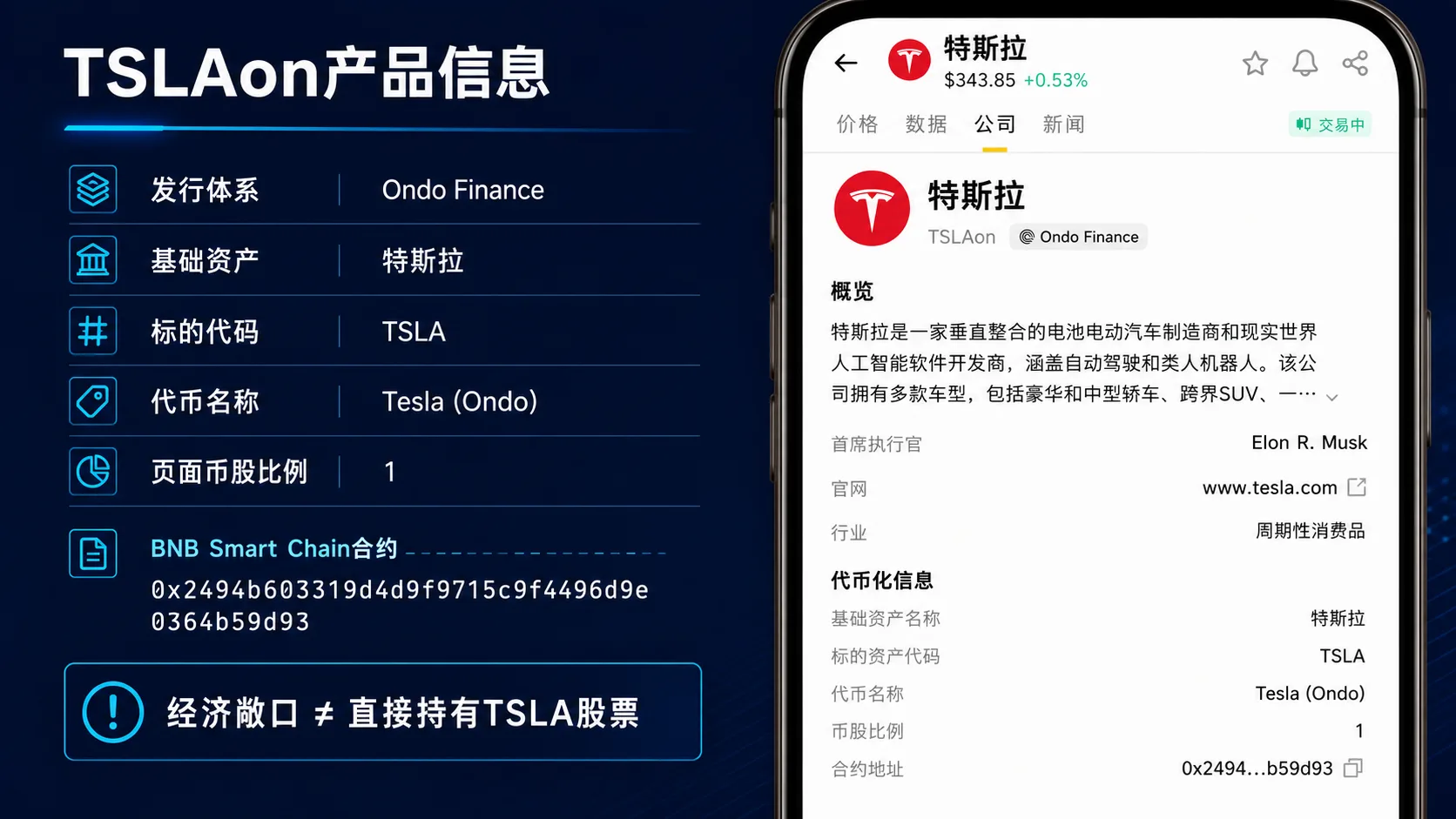 TSLAon产品信息、币股比例和合约地址