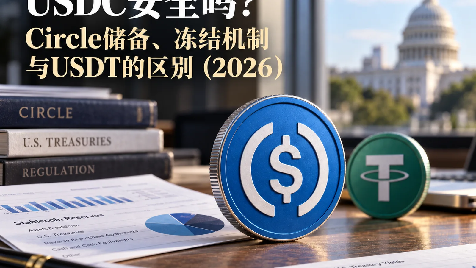 USDC安全吗？Circle储备、冻结机制与USDT的区别（2026）