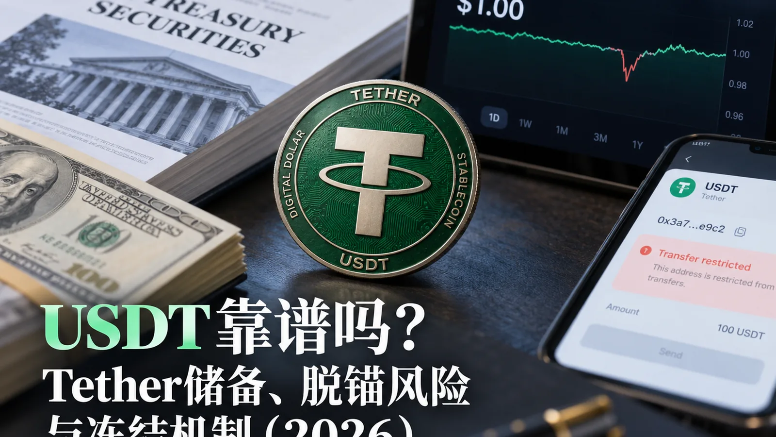 USDT靠谱吗？Tether储备、脱锚风险与冻结机制（2026）